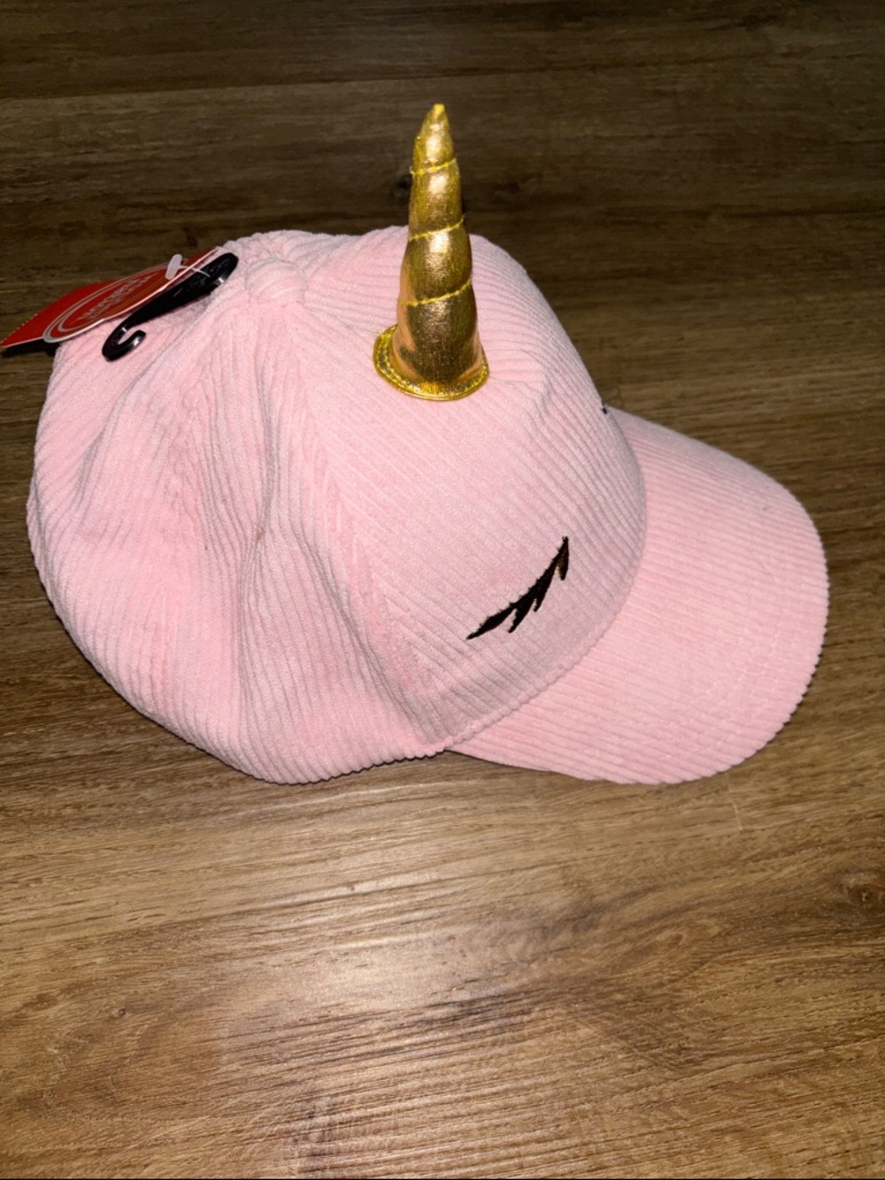 Pink Corduroy Unicorn Horn Baseball Cap